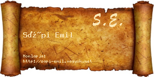 Sápi Emil névjegykártya